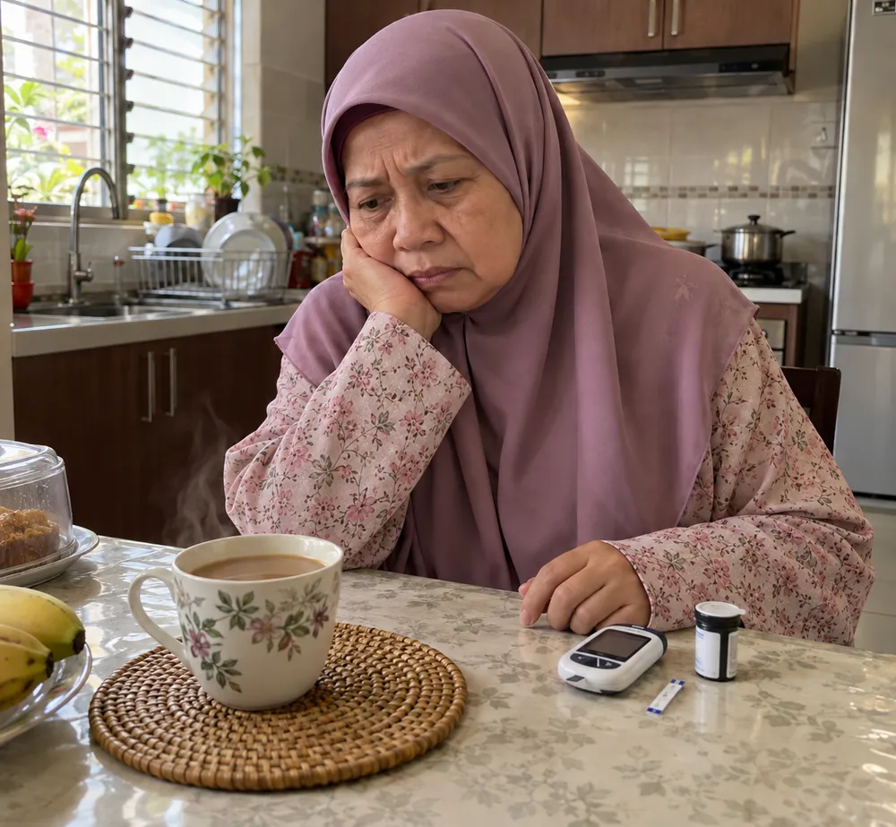 Mak cik pandang kopi pagi, risau bacaan gula